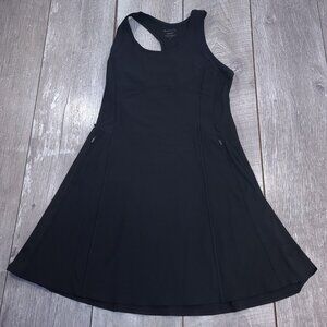Athleta Levitate Dress Womens Medium Black Performance Zipper Pockets